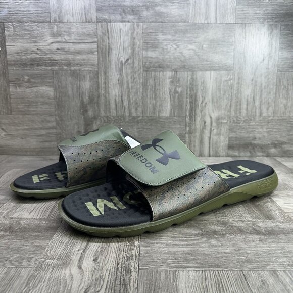 UA M Ignite Pro SL Freedom Men's size 18 Olive Green Slides - Picture 4 of 8